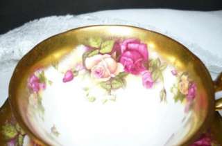C85  CUP SAUCER ENGLAND ROYAL CHELSEA GOLDEN ROSE THE NAME SPEAKS FOR 