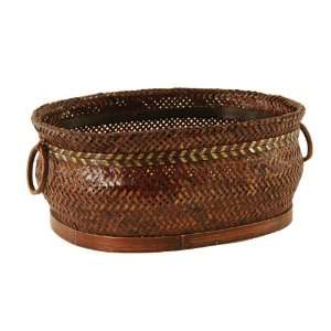  Wald Imports Oval Bamboo Basket with Herringbone Weave 