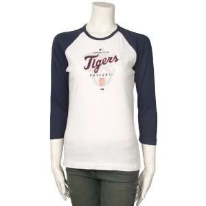  Majestic Detroit Tigers Ladies White Momentum Raglan 3/4 