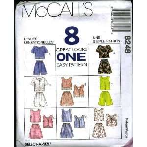  McCalls Sewing Pattern 8248 Misses Tops & Pull on Shorts 