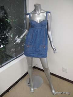 Ingwa Melero Blue Denim Bustier Top Sleeveless Dress S  