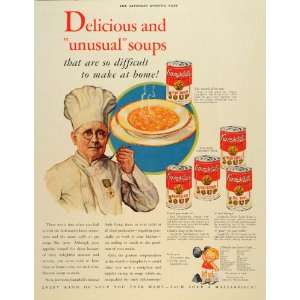   Unusual Soup Souper Kid Chef Hat   Original Print Ad