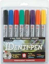 Identi® pen Dual Point Permanent Multi purpose Marker 8 Colors  