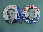 1964 Lyndon B.Johnson for President HUGE 6 wide 2 photo pin set LBJ 