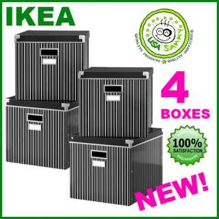 IKEA Magazine 4 Box Boxes Container Storage Cases Lid  