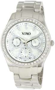 NEW XOXO Womens XO5301A Rhinestone Accent Silver Tone Bracelet Watch 
