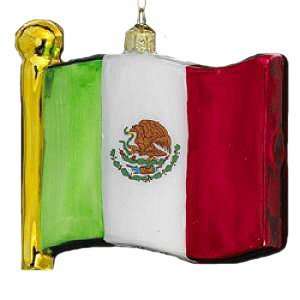  Mexican Flag Mexico Glass Christmas Ornament New