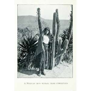  1907 Print Mexican Woman Cuernavaca Mexico Peon Peasant Girl Desert 