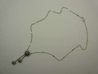 Vintage Sterling Silver Marcasite Necklace Earring SET  