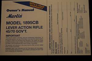   1895CB Lever Action Rifle 45/70 Govt. Owners Manual (1/02)  