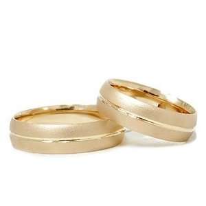 Pompeii3 Inc. Gold Matching His Her Wedding Band Brushed Ring 14K Set 