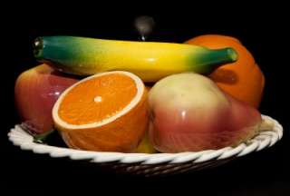 Beautiful Mano Rope Bowl with Ceramic Fruit Manises Spain  