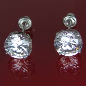 50 Carats MAN MADE Diamond Stud EARRINGS Solid 14K White GOLD ROUND 