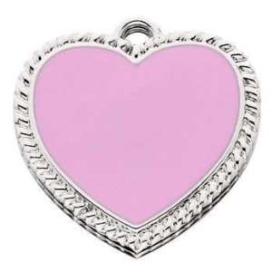  IdTag Enameled Id Tag Pink Heart   Small