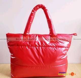 New Women Winter Fashion Nylon Shoulder Bag Tote Handbag Black Red 