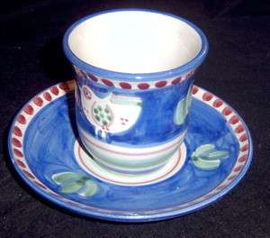 Italy Pottery Vietri Solimene Blue Campagna Demitasse Teacup Cup 