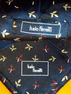 ITALO FERRETTI ~ SILK DRESS SHIRT SUIT TIE ~ NAVY BLUE ~ RED & YELLOW 