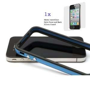  Bumper Case for iPhone 4 (Blue on Black) + 1 Front and 