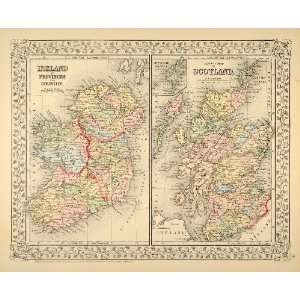  1872 Map Ireland Scotland Shetland Islands Antique 
