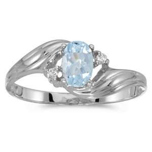   White Gold March Birthstone Oval Aquamarine And Diamond Ring Jewelry