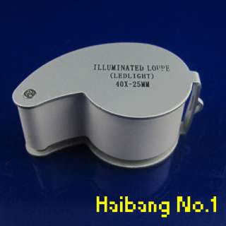 New 40 x 25mm LED Loop Magnifying Magnifier Jeweler Loupe  