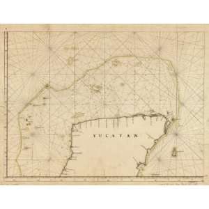  1700s map Coast of Yucatan Peninsula