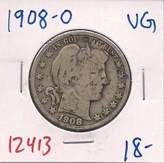 1908 O Barber Liberty Half Dollar Very Good #12413  