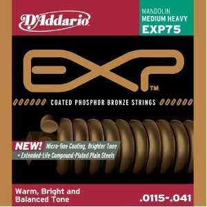  EXP75 Coated Phosphor Bronze Mandolin Strings, Medium/Heavy, 11.5 41