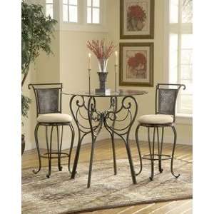  Milan Swivel 3 Pc Set With Pewter Stools   Hillsdale 