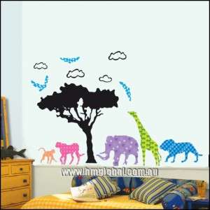 CUTE AFRICA ANIMALS Kids Wall sticker for Kids room or Nursery  