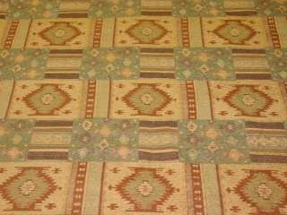 Western Style Brown Gold Blue Upholstery Fabric bty  