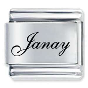   Script Font Name Janay Gift Laser Italian Charm Pugster Jewelry