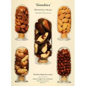  1922 Print Jarred Nuts Pecan Almonds Peanuts Engraving 
