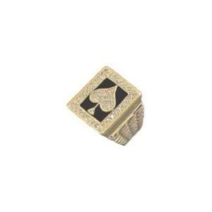   Ace Of Spades Ring 18kt Gold EP Size 9 14 Lifetime Guarantee M160 (9