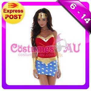 Ladies Wonder Woman Super Hero Fancy Dress Hens Superhero Costume 