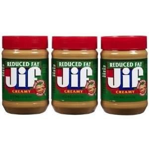 Jif Creamy Reduced Fat Peanut Butter, 18 oz, 3 ct (Quantity of 4)