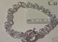 Double Rolo 7 mm Link Sterling Silver Charm Bracelet  