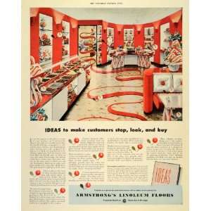   Ad Ideas Customers Shop Armstrong Linoleum Floors   Original Print Ad