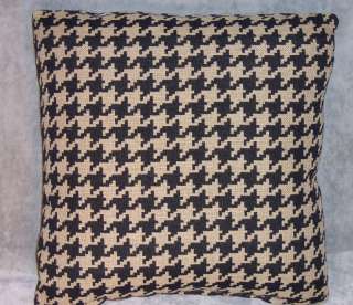 Houndstooth Pillow Large Scale Black and Tan  