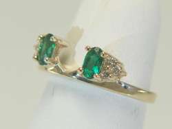 14K Yellow Gold Lab Created Emerald & Diamond Enhancer Jacket Ring 