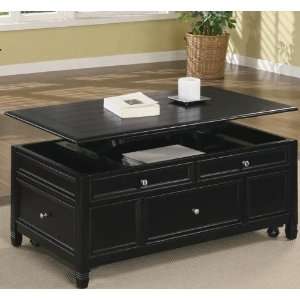   Coffee Table with Lift Top and Drawer in Black Finish Furniture