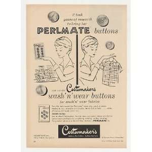  1961 Lidz Costumakers Perlmate Wash n Wear Buttons Print 
