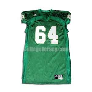 Green No. 64 Game Used Notre Dame Adidas Football Jersey 