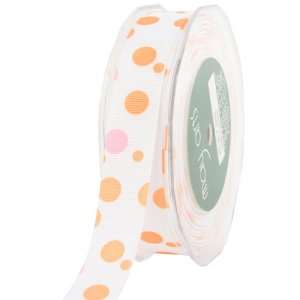   Ribbon, Pink and Orange Grosgrain Bubble Dots Arts, Crafts & Sewing