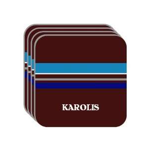 Personal Name Gift   KAROLIS Set of 4 Mini Mousepad Coasters (blue 