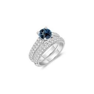  1.02 Cts Diamond & 1.14 Cts LBT Matching Ring Set in 14K 