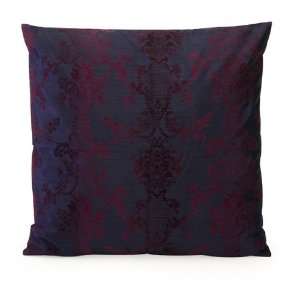  Large Black Square Decorative Pillow with Flocked Red 