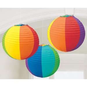    Lets Party By Amscan Rainbow Round Paper Lanterns 