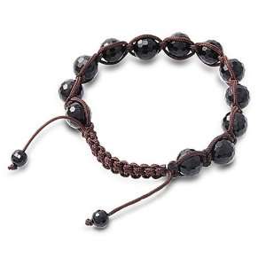  Faceted Onyx Bead Knotted Bracelet in Brown String   Bead 