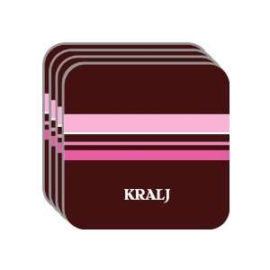 Personal Name Gift   KRALJ Set of 4 Mini Mousepad Coasters (pink 